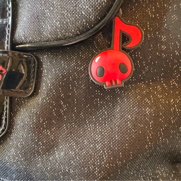 SANRIO KUROMI 2008 Black & Red Backpack Book Bag w/ Red & White Striped Lining - Picture 3 of 15